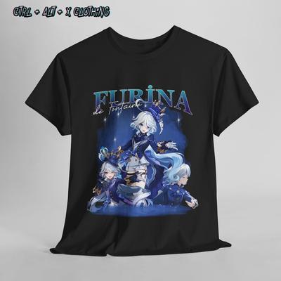 Koszulka Genshin Impact, Wzór Furina, Koszulka dla graczy, Top z grafiką anime, Unisex