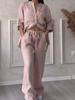 FemeiSeturi de două piese cu șnur Pantaloni largi Costum Cămăși cu mânecă lungă Set de 2 piese