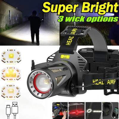 18650*3 Battery LED Headlight Powerful XHP360/XHP70*3/30W LED Headlamp IR Sensor Waterproof HeadFlashlight USB Rechargeable Lamp