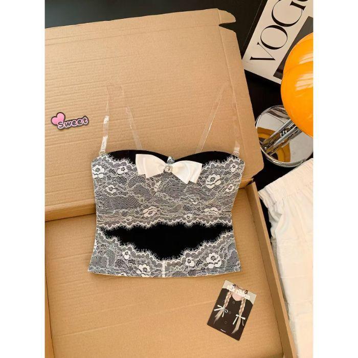 Design Sense Slim-fit Lace Splicing Tube Top Women's Summer Waist Skinny Inner Sexy Spice Sleeveless Top