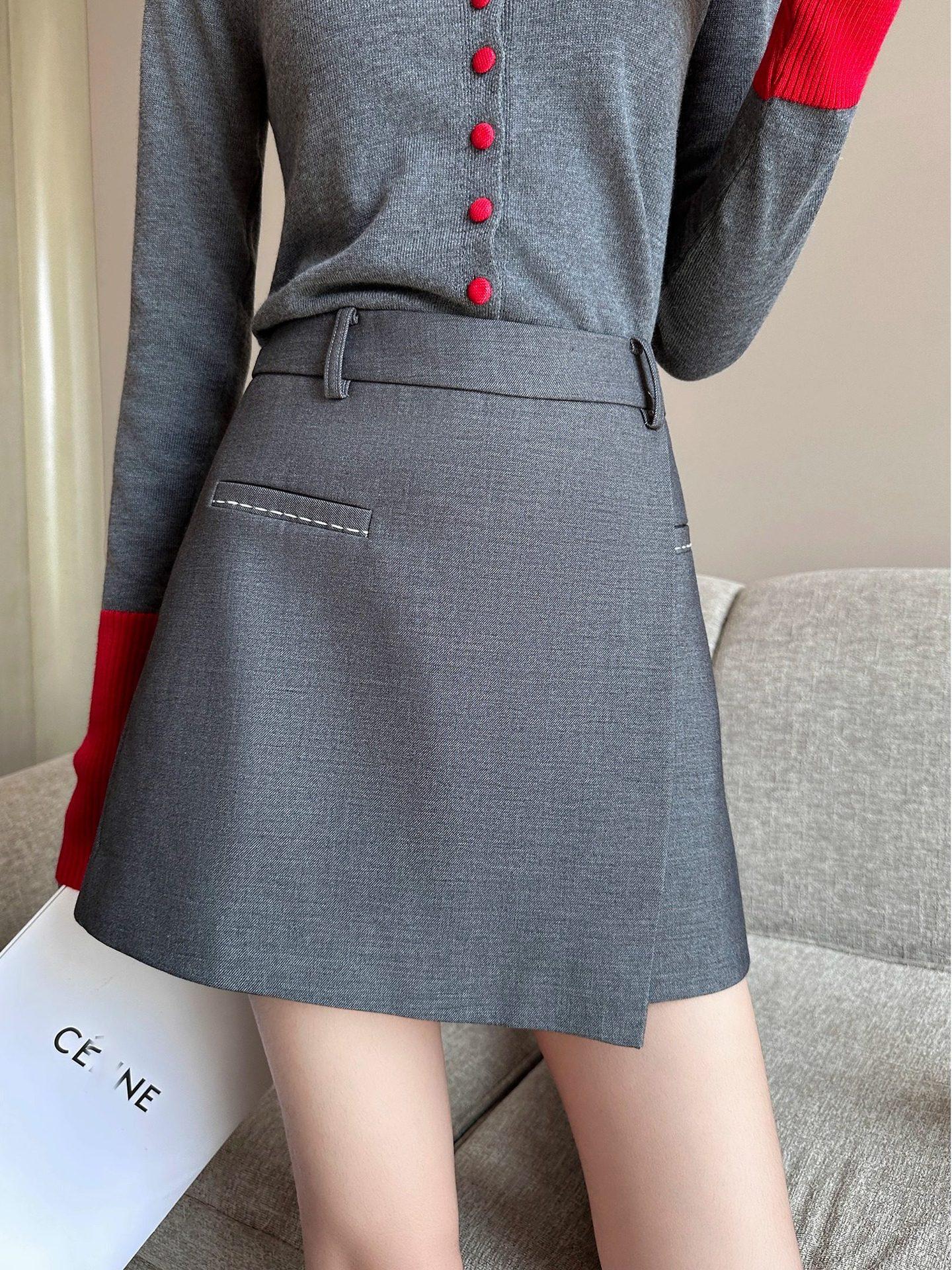 

Pre-Sale 2025 Gray High-Waisted Women’s Autumn/Winter Skort - New Stylish Mini Skirt Small серый