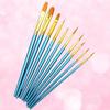 10x Round Pointed/Flat Tip Nylon Hair Acrylic Watercolor Artist Paint Brush Set
