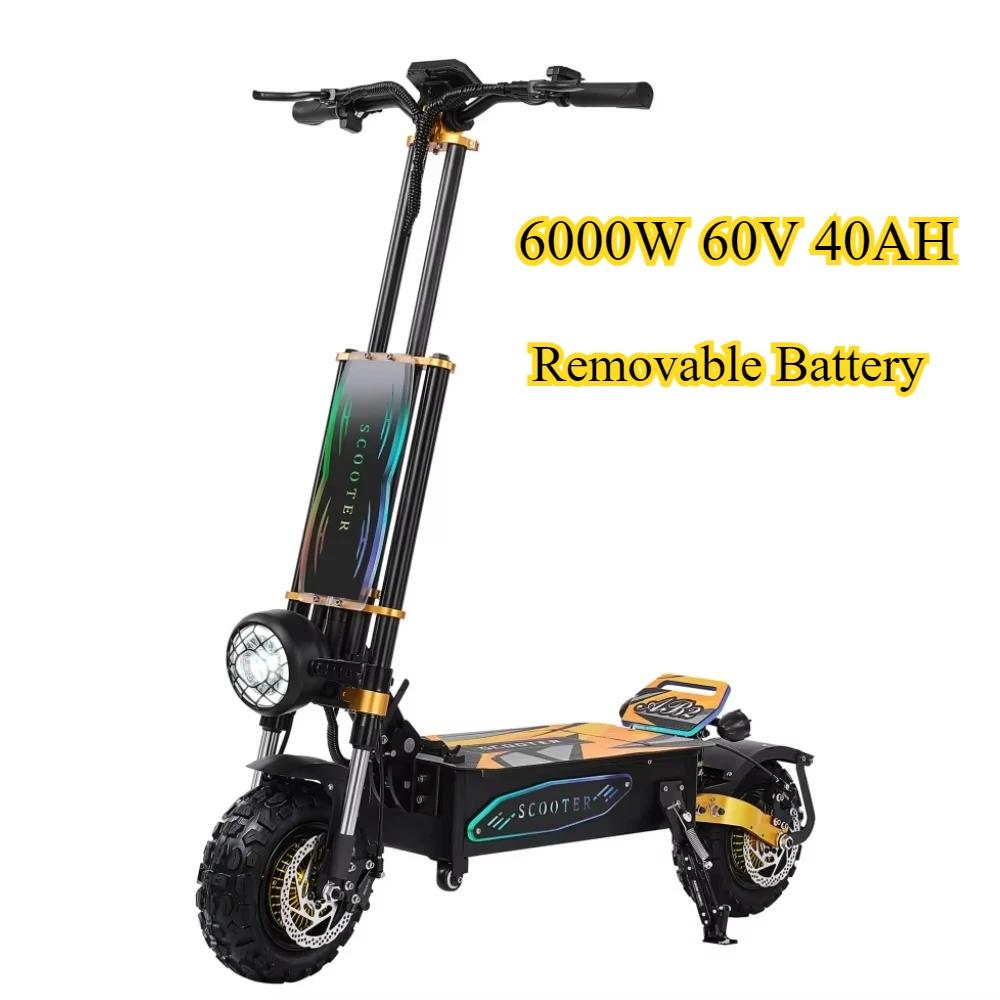 EU Stock 2025New AB2 Electric Scooter 6000w Motor 60v 40AH Removable Battery Fast 85-90km/h 11inch Adult Electric Scooter