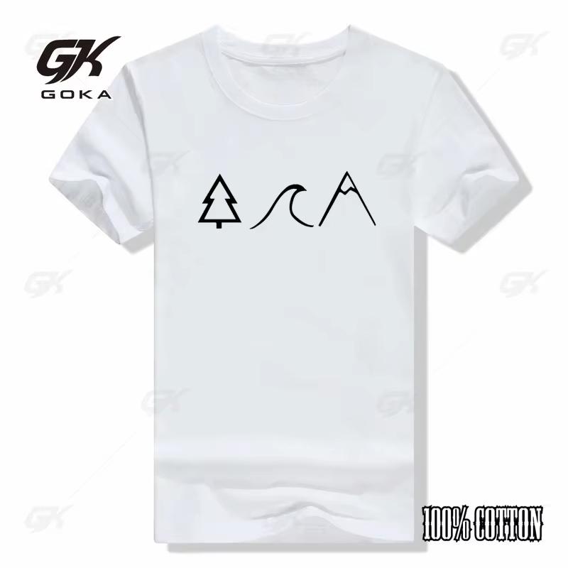 REM Adventure Awaits Letter Tshirt Creative Mountains And Trees tees Adventure World Peace t shirt fashion casual unisex tshirt