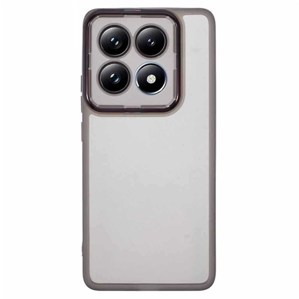 

WANLONFENG DKSM2 Series For Xiaomi 14T Pro Case TPU Clear Phone Cover with 2Pcs Screen Film/Electroplated Lens Frame Transparent White