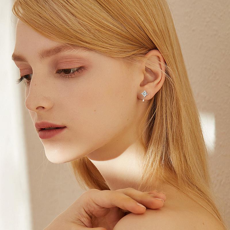 Classic Four-Prong D-Color Moissanite Earrings in 18K Gold-Plated 925 Sterling Silver