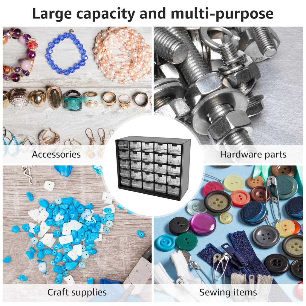 25 Drawer Stackable Storage Cabinet for Hardware Parts Crafts Small Brick Organizer Tabletop Organization Multiple Compartment