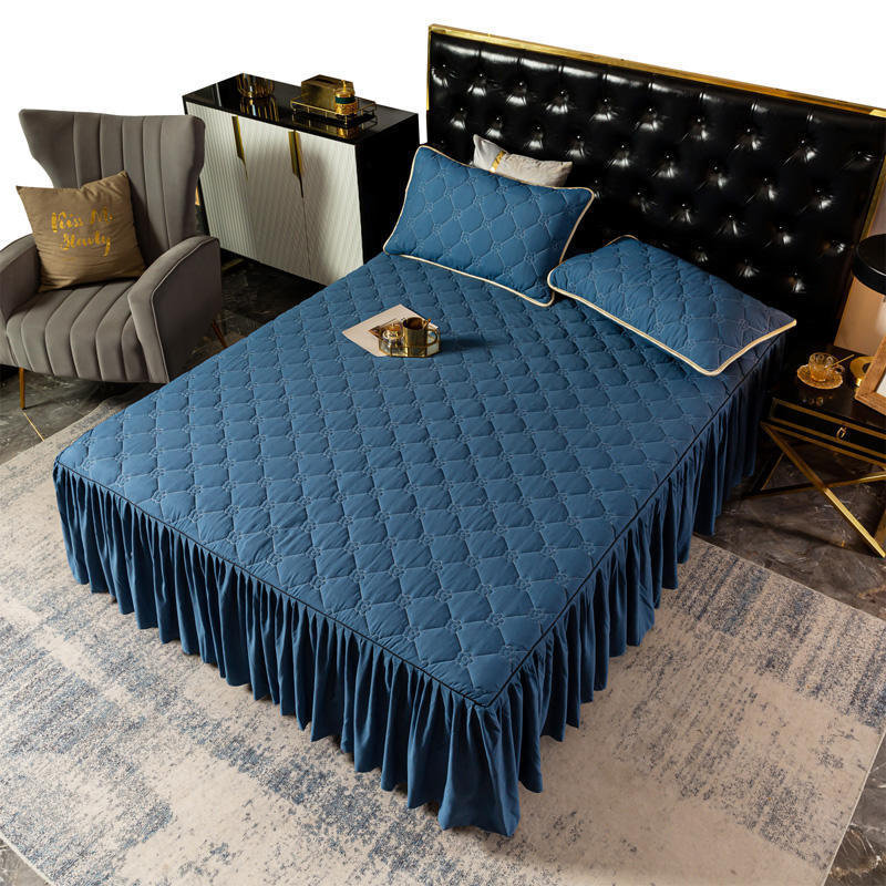 Winter Quilted Thick Bedspread Fitted Sheet Ruffles Drop Soft Bed Skirt Couple Double Mattress Pad Cover Linens 150 180x200