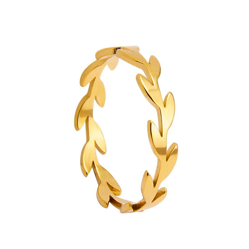 Simple Personality Stainless Steel Willow Branches Leaves Garlands Rings for Men Women Daily Wear Plant Flowers Finger Jewelry