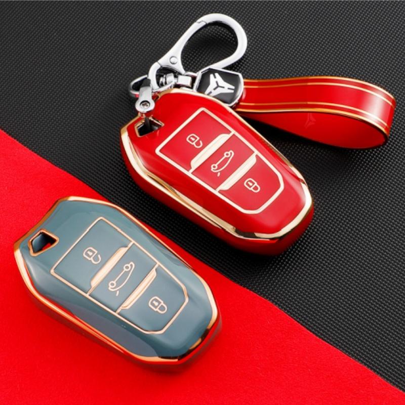 Luxury TPU Car Key Case Cover For Peugeot 2008 3008 4008 5008 308 408 508 Keychain