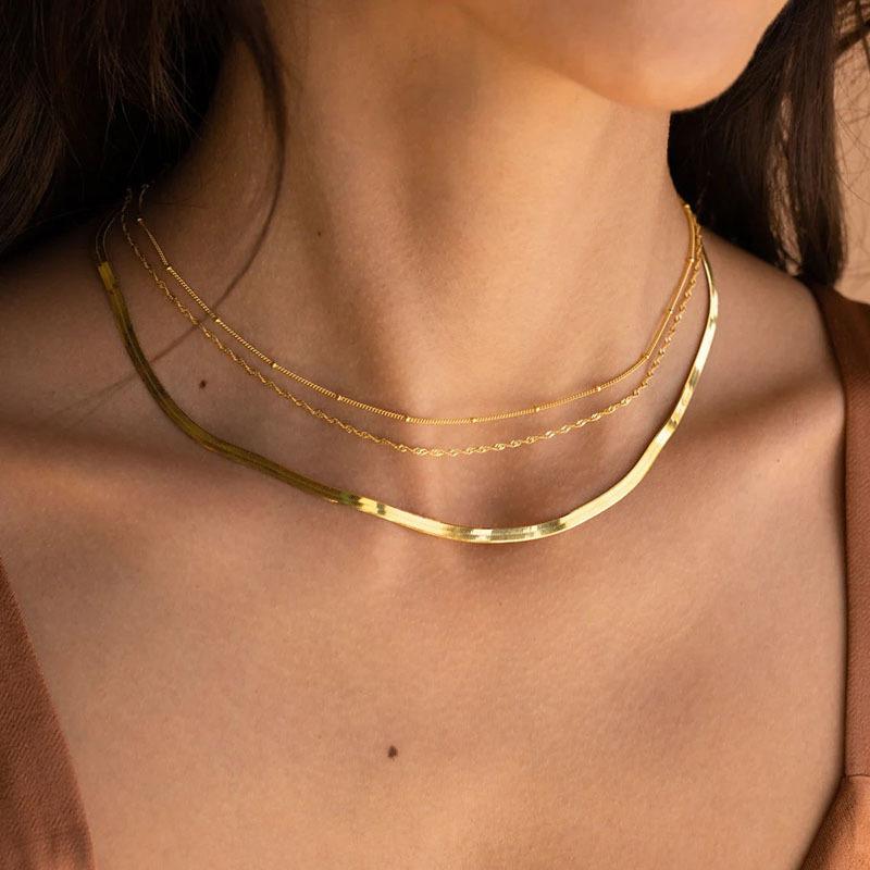316L Stainless Steel Chain Necklace Women Girls,Stacked Necklace, Thin Link Simple Jewelry for Everyday