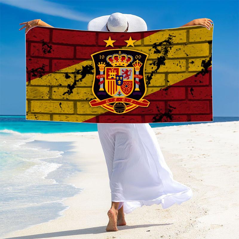 Spain Football Print Beach Towel, Large Soft Quick Dry Towel for Beach Camping Swimming
