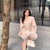 Long Sleeved Loose High-end Coat Medium Length Grey Tie Waist Collection Woolen Coat Women's Autumn Winter