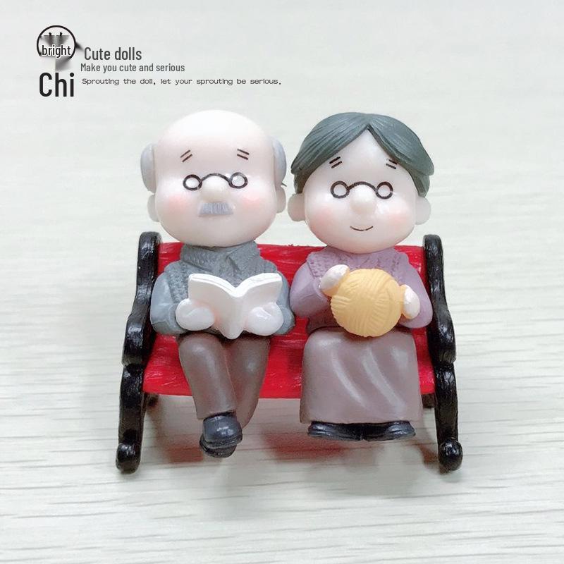 PVC Grandparents Figurines for Succulents, Cakes, and Car Ornaments