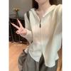 Soft waxy hooded double zipper knitted sweater women's autumn and winter casual lazy style large version long-sleeved jacket high-end top