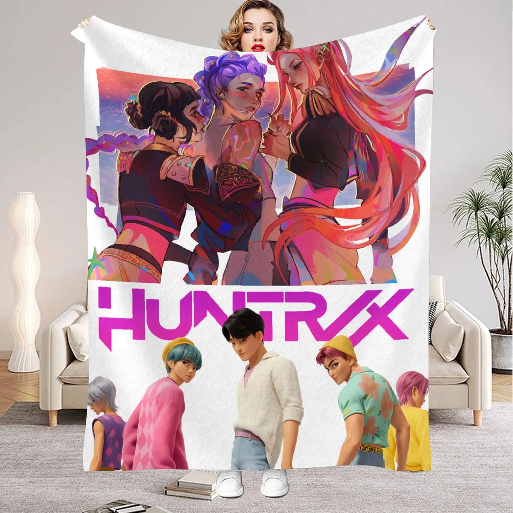 Kpop Dämonenjäger Huntrix Decken Qualität Weich Warm Überwurfdecke Winter Kinder Couch Bett Flauschige Tagesdecke