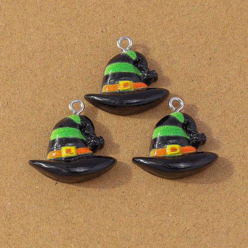10pcs Cute Resin Halloween Charm Bat Ghost Pumpkin Pendants for Earrings Necklace DIY Bracelet Jewelry Making Accessories