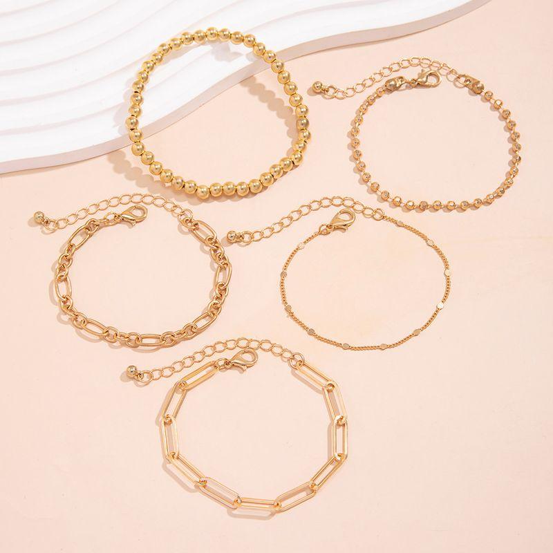 5-Piece CCB Cross Chain Bracelet Suit Fashion Trendy Simplicity Fashion Girl Twin Hand Jewelry Hipster