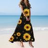 Boho Dress For Women Casual Loose Fit Summer Sundress Floral Print Dress With Pocket