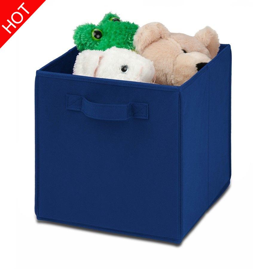 Foldable Solid Color Non Woven Fabric Uncovered Clothing Book Toy Storage Box