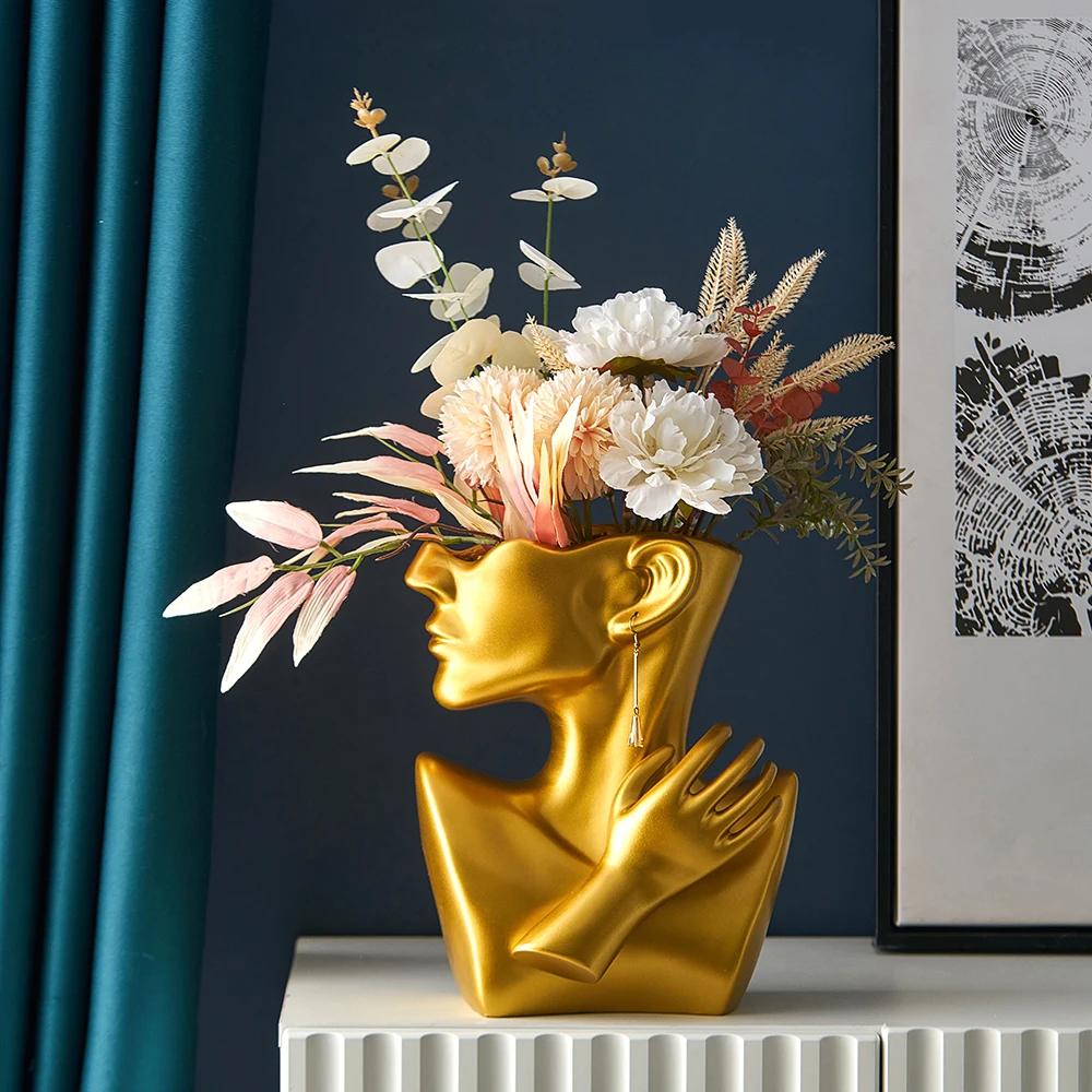 Creative Nordic Style Modern Simple Portrait Art Office Flower Arrangement Ceramic Personality Vase Home Decoration