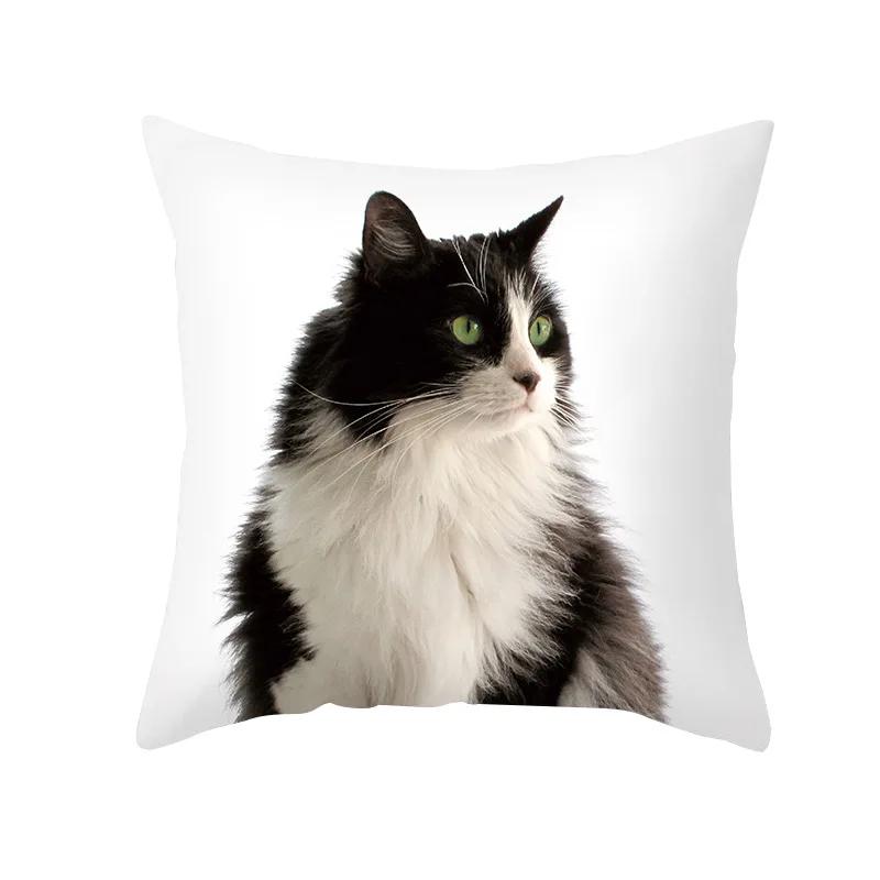 45X45CM Black Cat Pillowcases Polyester Home Cute Kitty Animal Lover Cushion Cover Funny Decoration Pillow