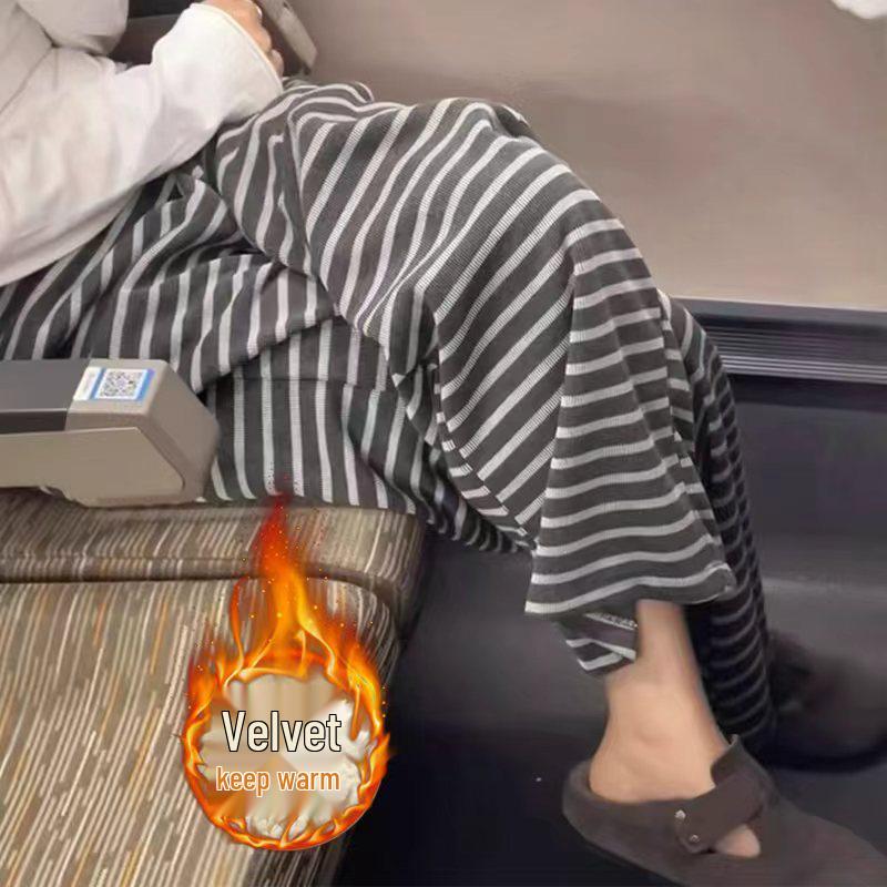 Maternity Wide-Leg Striped Pants - Non-Constricting Waist, Spring/Autumn 2025 Style XL