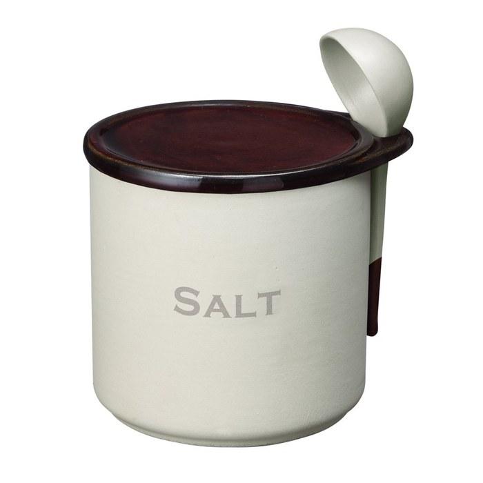 Ishigaki Salt Pot with Spoon, Ceramic, 900ml, 15.5x13x13cm, 3953