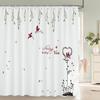 Nordic minimalist art printing Shower Curtain, Waterproof Fabric Flower and leaf Bird pattern Bathroom Curtain for Bathtub Decor