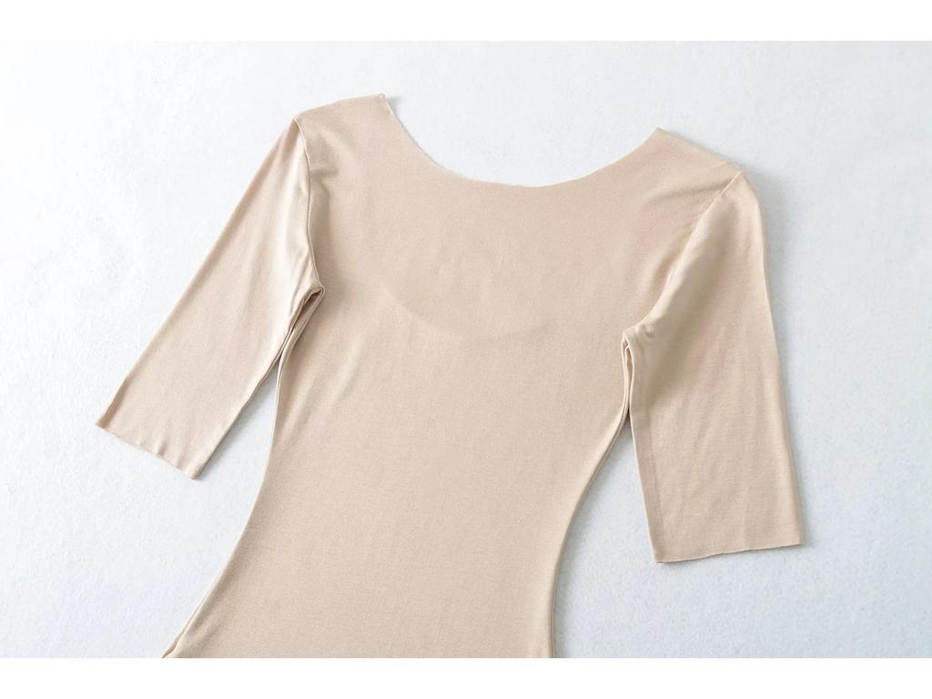 2026 Spring/Summer Women's Off-the-Shoulder Square Neck Mid-Sleeve Top