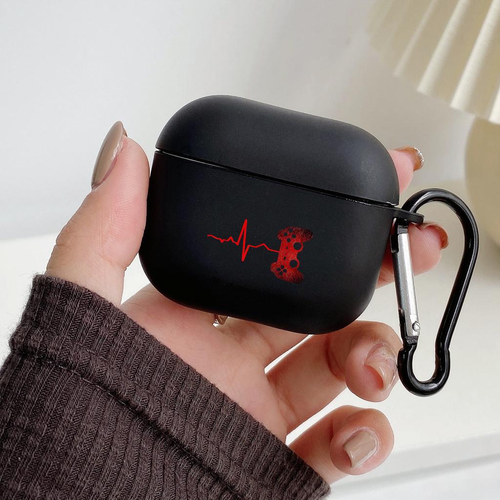 Heartbeat Line Football Basketball Cat With Hook Case For AirPods 2 3 1 Cases For Apple AirPods Pro 2 Coque Black TPU Soft Cover