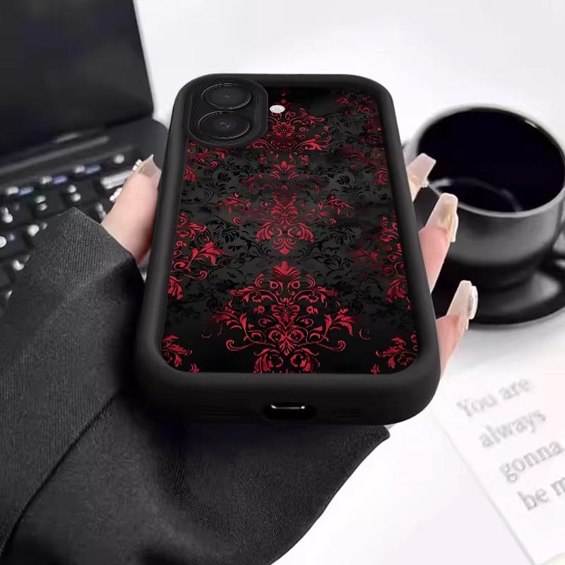 Gothic red patterned Phone Case For Samsung S25 FE S24 Plus S23 Ultra S22 S21 20 A70 A30 M33 A54 A55 NOTE anti drop and shockpr