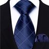 Classic Mens 8cm Tie Set Navy Polka Dot Stripes Tie For Men Wedding Business Party Fashion Design Quality Hanky Necktie Set