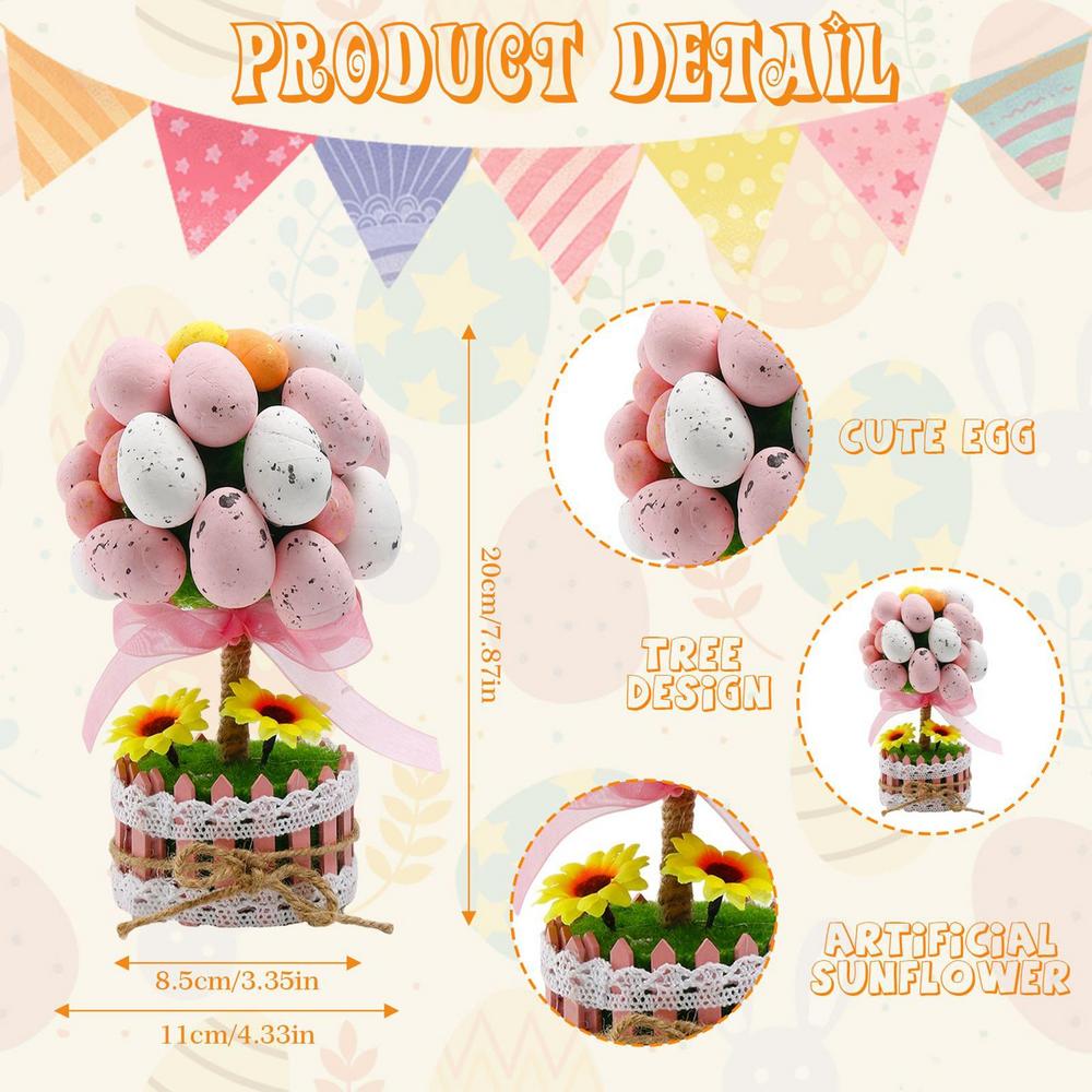 Handmade Easter Egg Tree Desktop Ornament Foam Tree Design Spring Ornament Decor Easter Tree Decorations for Mantel Fireplace