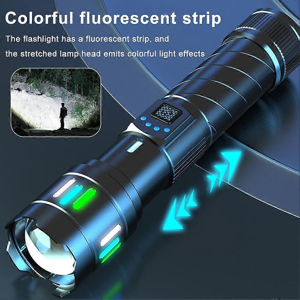 Strong Light Flashlight Telescopic Zoom White Laser With High-Capacity Battery
