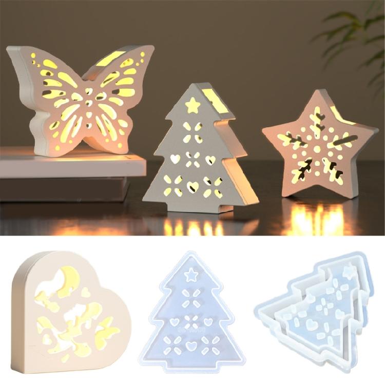 Hollowed Butterfly Heart Silicone Candle Stand Molds for Epoxy Resin Candle Holder Tealight Holder Gypsum Decoration