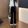 Fashionable Lace Flared Jeans for Women, 2026 Summer Cropped Bell-bottom Pants