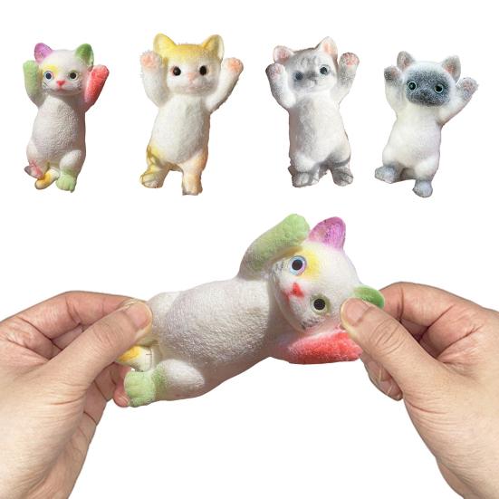 Cat Squeeze Toy Anxiety Stress Relief Kitten Pinch Sensory Toy Kids Teens Adults Soft TPR Stress Ball Animal Fidget Toy