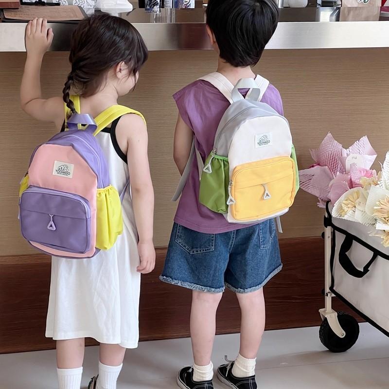 Trendy Geometric Pattern Children's Backpack Breathable Canvas Fabric For Kids