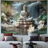 2D-Banner 1 Stück, Buddha-Meditationsleinwand, Wasserfall und Lotusblume, Geburtstagsdekoration, Zen-Heimdekoration