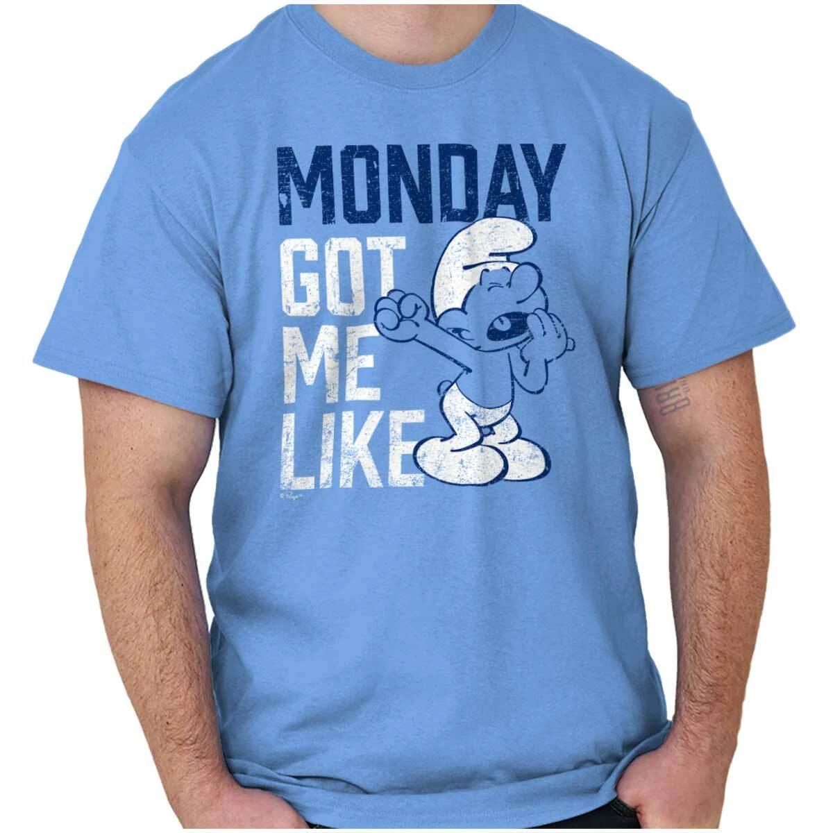 the Smurfs Got Me Like Lazy Monday Mood Cool Womens or Mens Crewneck T Shirt Tee S
