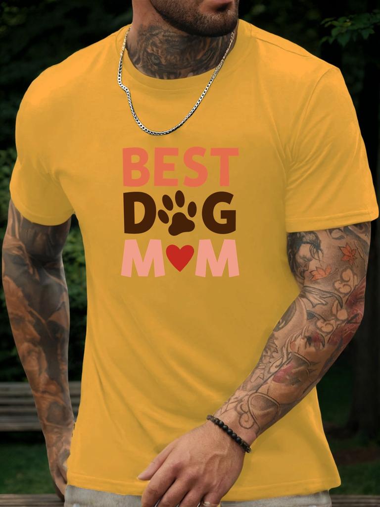 Short Sleeve TShirt BEST DOG MOM Mens 100 Cotton Pattern Printed Shirt Summer Round Neck Breathable Casual Fashion Cool Tee