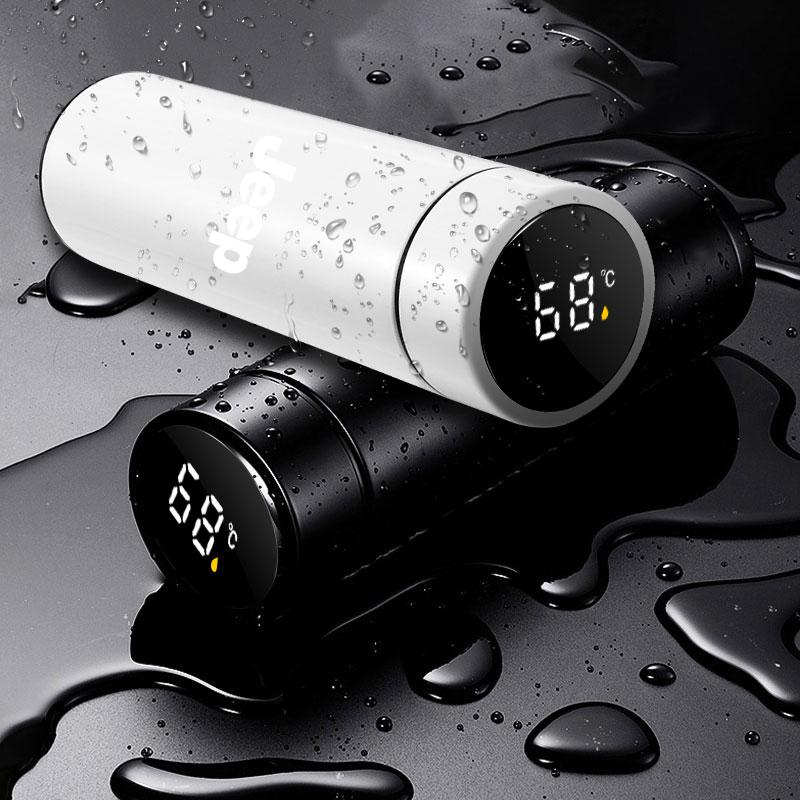 Auto Smart Thermosflasche mit Temperaturanzeige Kaffeetasse für Jeep Renegade Wrangler JK Grand Cherokee XJ Willys Compass Command Patriot