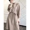 High Water Ripple Double-sided Wool Coat Women Long Bathrobe Style Autumn Winter Coat