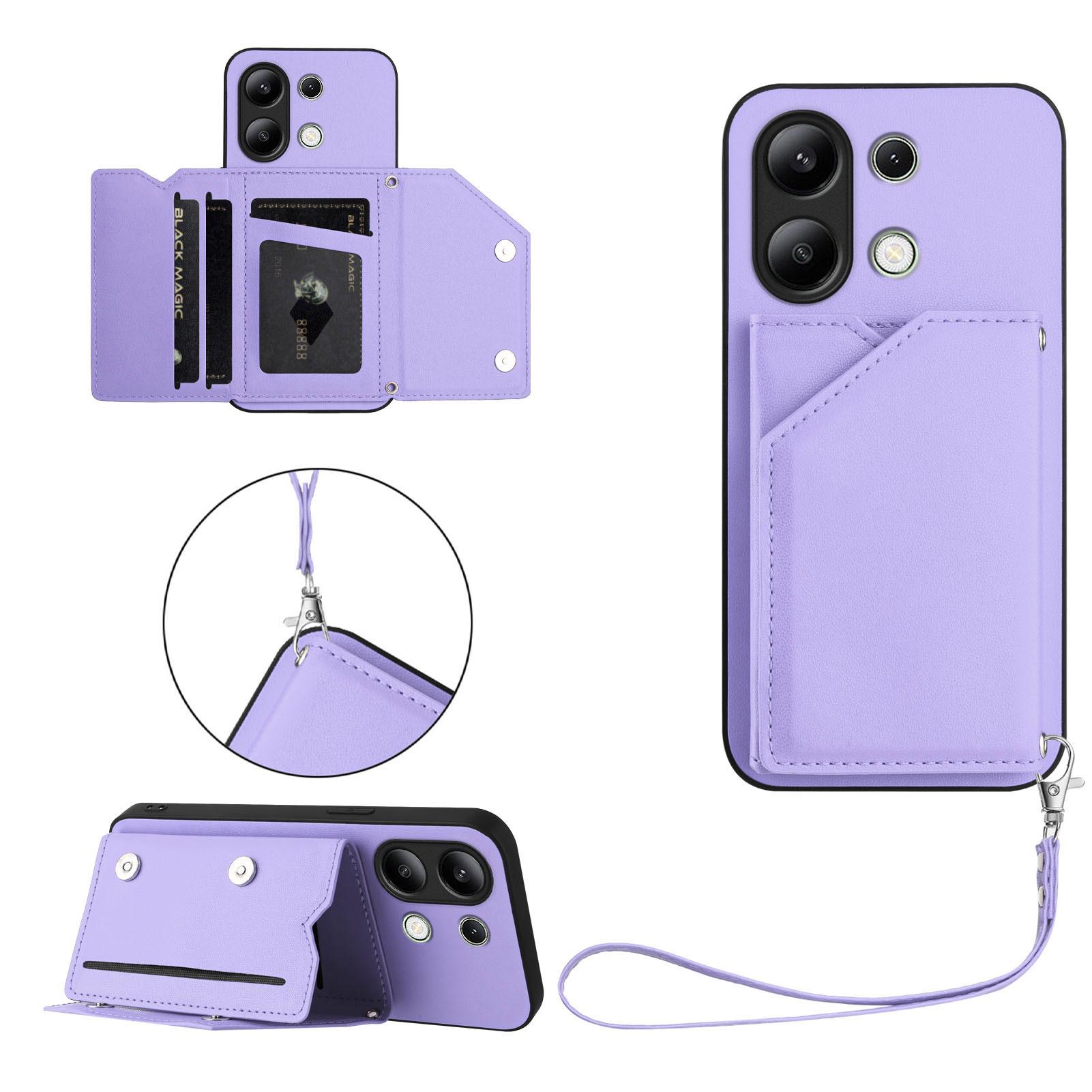 

Чохол для Xiaomi Redmi Note 13 4G з тримачем для карток, підставкою, покриттям Skin-Touch та ремінцем на зап ястя F