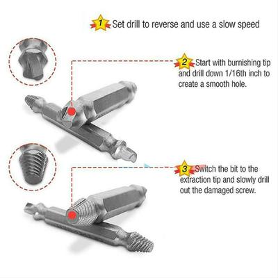 4Pcs Damaged Screw Breakage Extractor Drill Bits Set Broken Screws Easy Out Remover Tool Kit