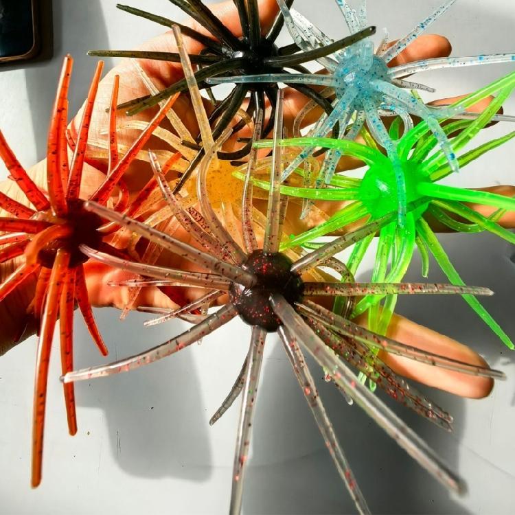 6Pcs Fishing Sea Urchin Lures Tear Resistance Soft Floating Swimbait Slow Sinking Artificial Baits for Saltwater Freshwat
