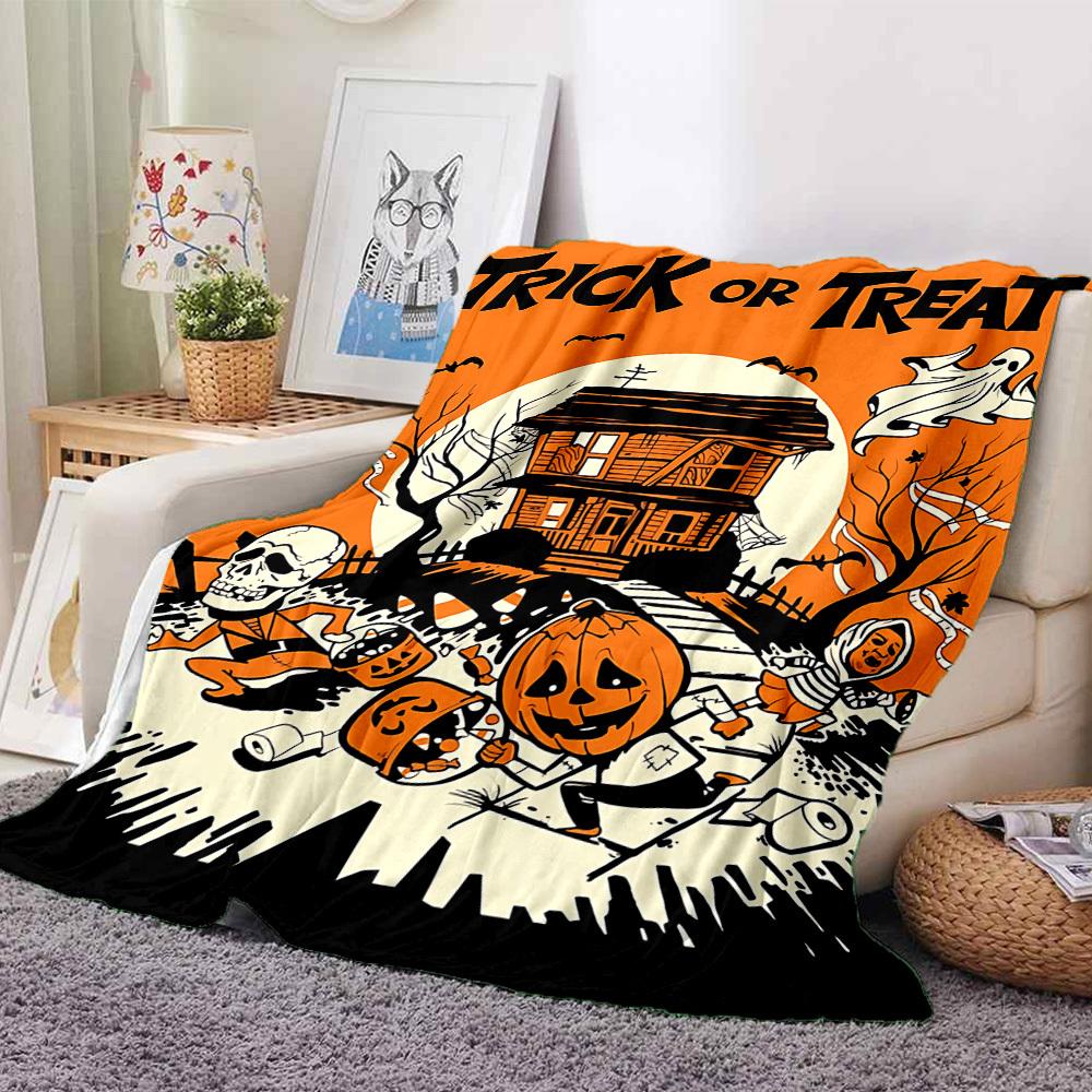 1pc Halloween Trick Blanket, Lightweight Flannel Throw Blanket For Sofa, Bed, Travel, Camping, Living Room, Office, Couch, Chair, And Bed