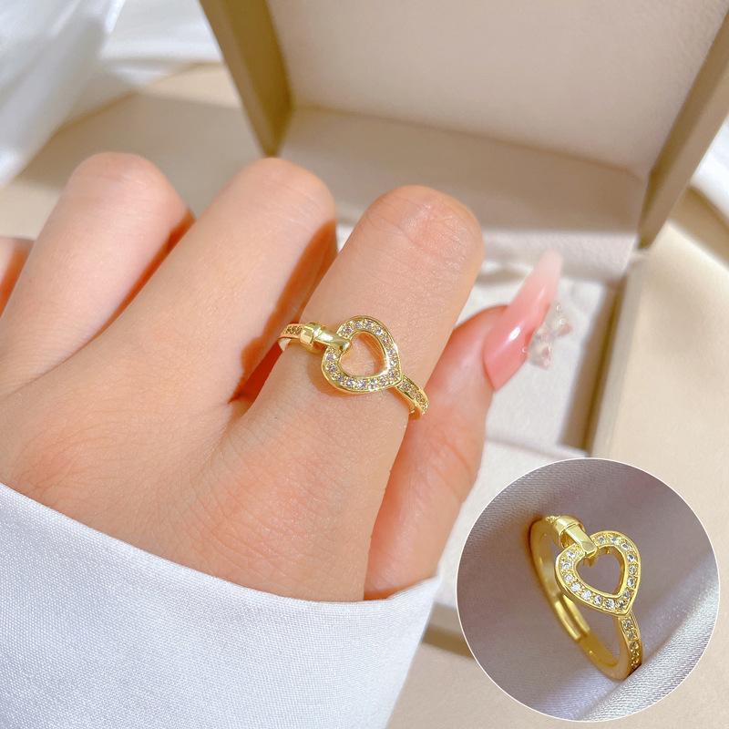 Design Wind Geometric Diamond Bead Ring Women'S Cold Wind Open Ring