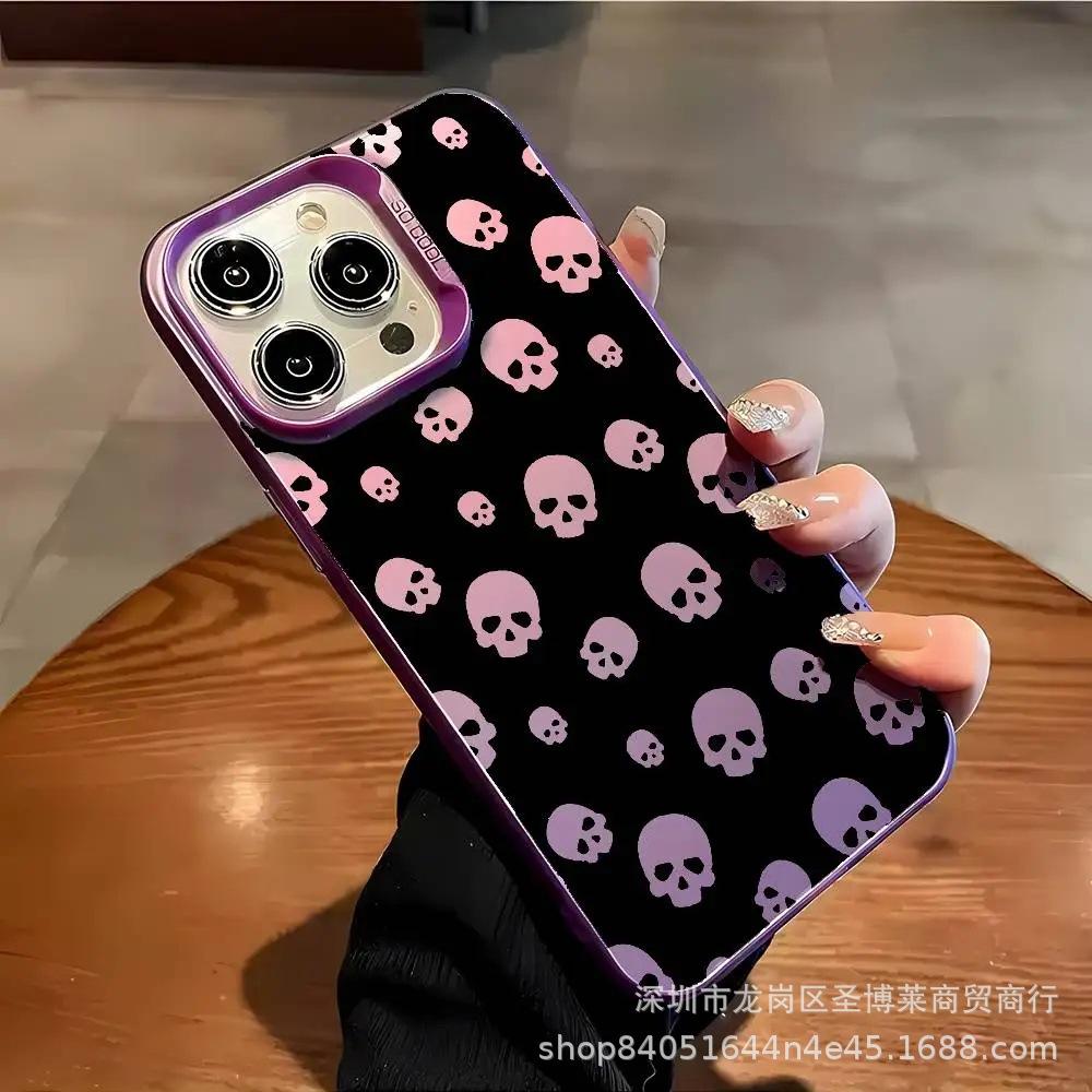 Full Screen Skull for Apple 15 Colored Silver iPhone14promax Creative 13/11 Matte 16 Protective Case 17
